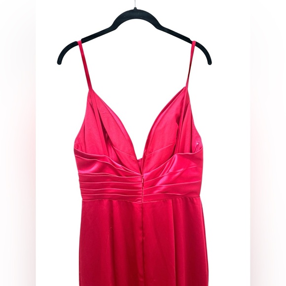 Mac Duggal Manhattan Wedding Prom Spaghetti Strap Pleated Bodice Long Dress - Picture 8 of 8